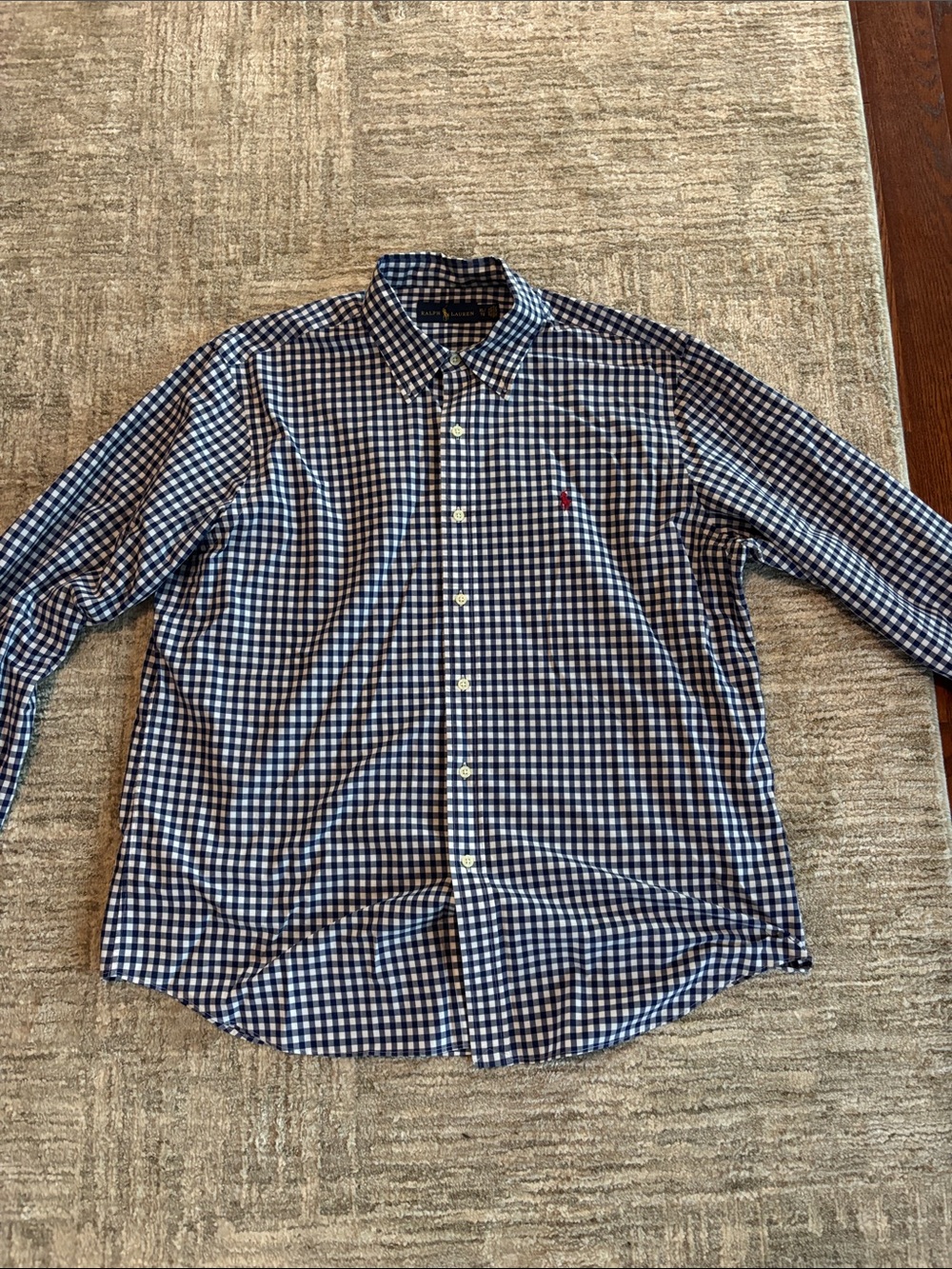 Men's Blue Gingham Button-Down Shirt